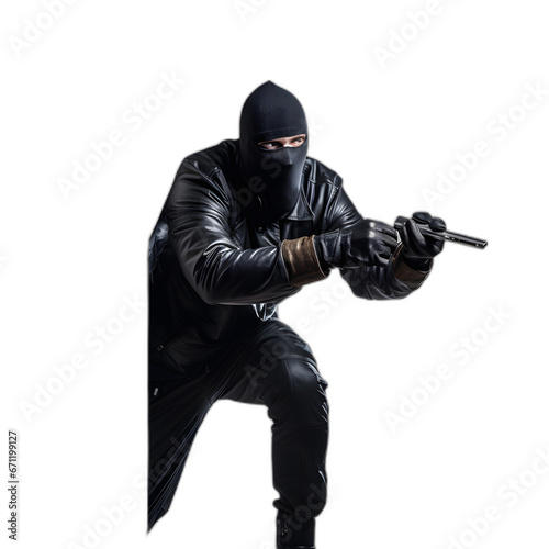burglar breaking into a house isolated on transparent or white background, png photo
