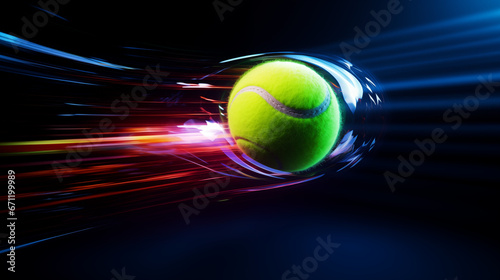 tennis ball on dark background with visual effects, visual shock wave © Michael