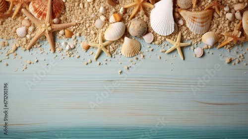 Beach Treasures on Blue Board top View