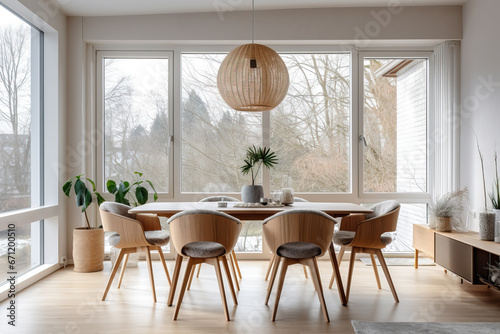 Scandinavian style dining room, modern architecture