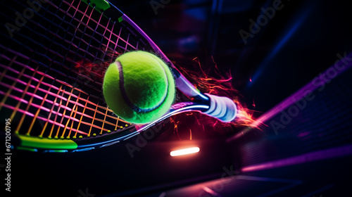 tennis racket and ball on the court © Michael