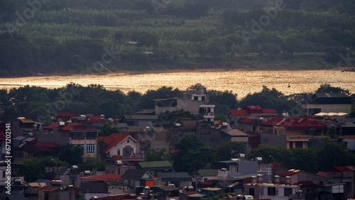 Sunset over the Red river, Hanoi, Vietnam