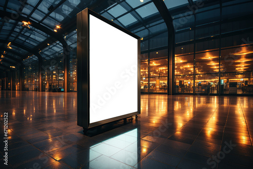 Blank screen for digital advertising in public space, ideal for customization photo
