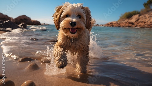 Adorable Cockapoo puppy on a beach