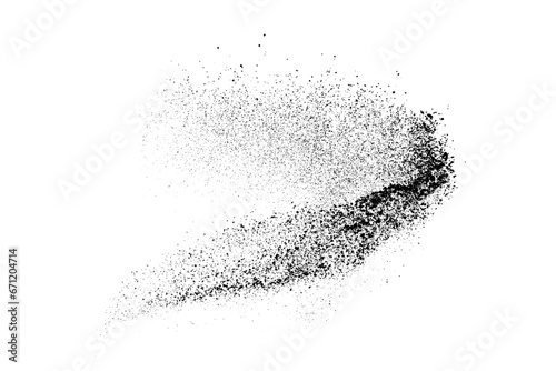 Black grainy texture isolated on white background. Dust overlay. Dark noise granules. Digitally generated image. Vector illustration. Design elements.