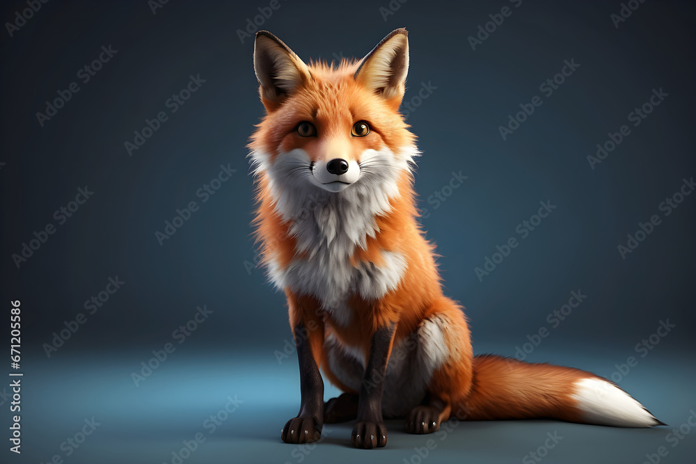 Obraz premium red fox on dark background