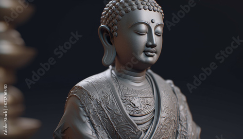 Meditating figurine, small statue of wisdom in East Asian culture generated by AI