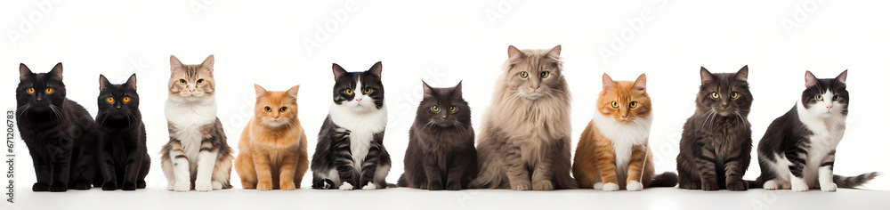 group of cats in a row banner