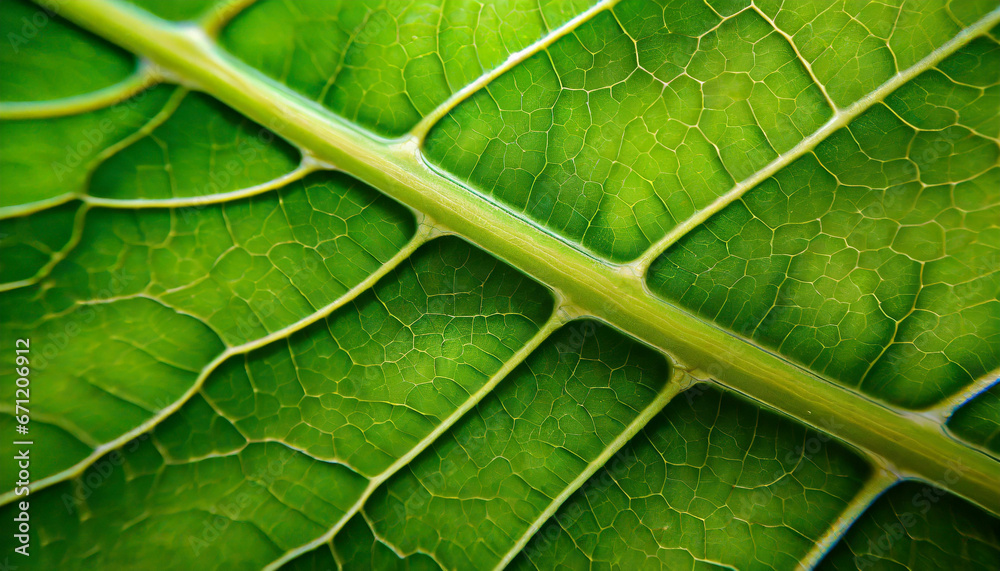 Fototapeta premium Microscopic Detail of Green Leaf Veins