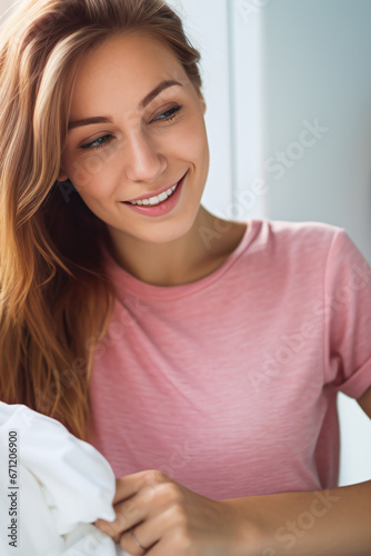 woman doing laundry in the laundry room