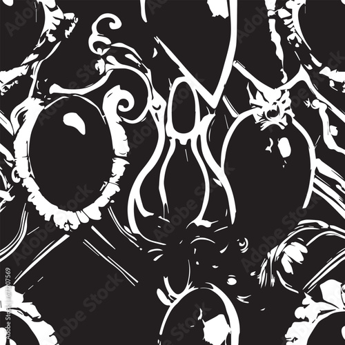 Distressed background in black and white texture with dark spots, scratches and lines. Abstract illustration