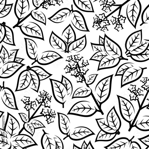 Tobacco leaf background, pattern set. Collection icon tobacco. Vector
