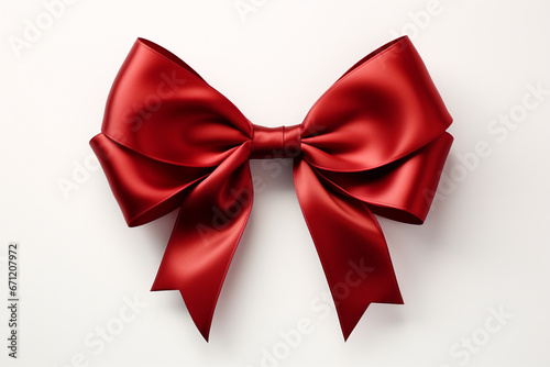 Red satin bow isolated on white background. 3d illustration.