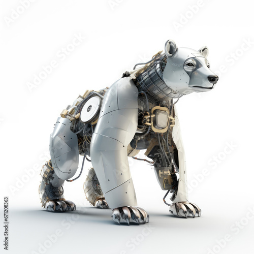 bear, creature, artificial intelligence, innovation, cyborg, fantasy, art, animal, character, monster, on white background