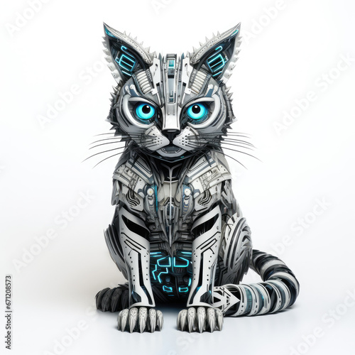 cat, creature, artificial intelligence, innovation, cyborg, fantasy, art, animal, character, monster, on white background