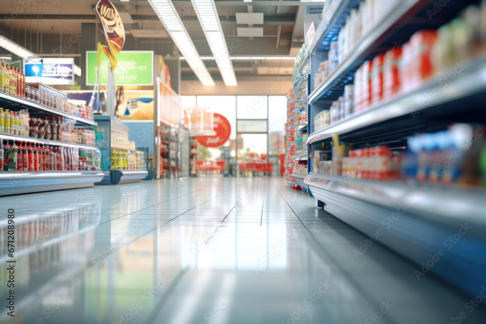 An image showing the shelves of a grocery store aisle, which are empty. This picture can be used to depict stock shortages, supply chain disruptions, or the impact of panic buying during a crisis