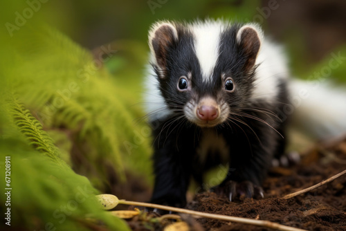 A baby skunk exploring © Nino Lavrenkova