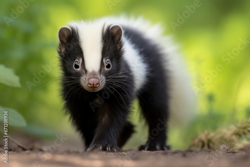 A baby skunk exploring