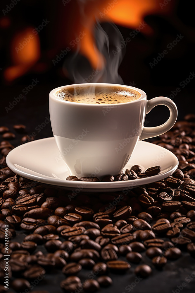 A cup of coffee sitting on top of a saucer. Perfect for coffee shop menus and promotions A cup of coffee sitting on top of a saucer. Perfect for coffee shop menus and promotions