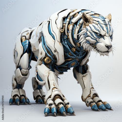 panter  creature  artificial intelligence  innovation  cyborg  fantasy  art  animal  character  monster  on white background