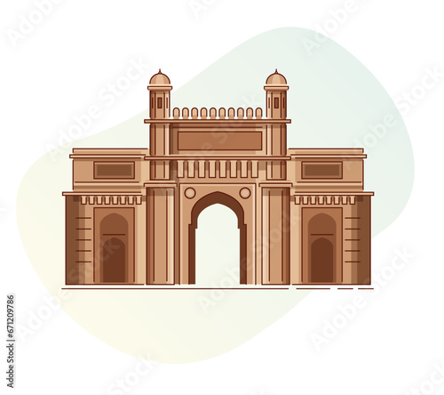 Mumbai - Bombay City - Gateway of India built in Indo-Saracenic Style - Representation as Icon