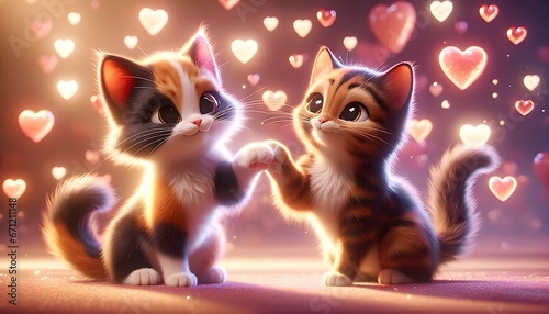 Cute Kittens in Love: A Romantic Scene