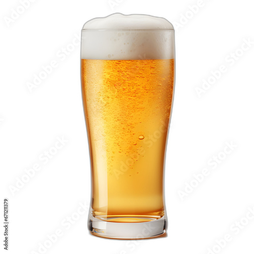 Refreshing beer glass isolated on transparent or white background, png