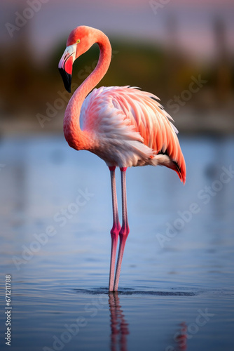 Vertical photo of a pink flamingo