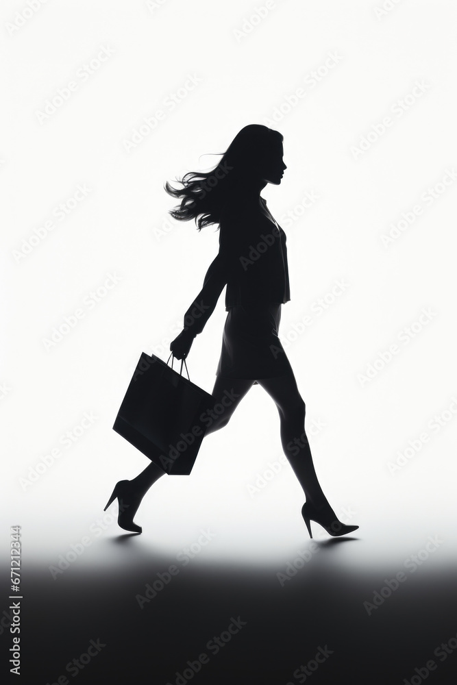 A silhouette of a woman walking with a briefcase. Perfect for business and professional concepts.