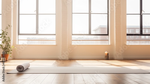 mat in an empty yoga studio