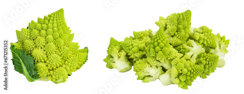 Romanesco broccoli cabbage or Roman Cauliflower isolated on white background with full depth of field