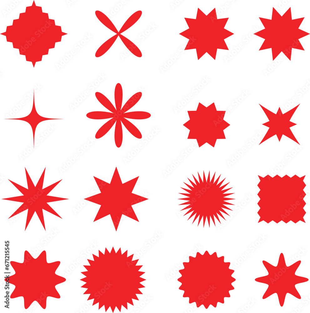 Set of red starburst with grunge retro texture. Sticker kit collection for price, Modern star burst for promotional, Vector illustration isolated on transparent background
Set of red starburst with grunge retro texture. Sticker kit collection for price, Modern star burst for promotional, Vector illustration isolated on transparent background