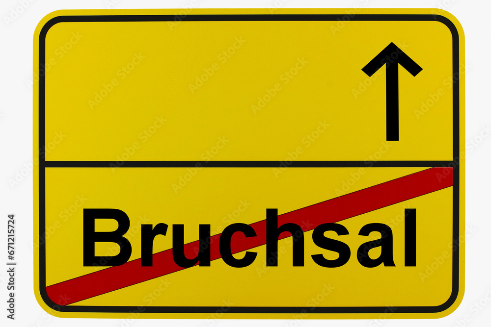 Illustration eines Ortsausgangsschildes von Bruchsal in Baden-Württemberg Illustration eines Ortsausgangsschildes von Bruchsal in Baden-Württemberg