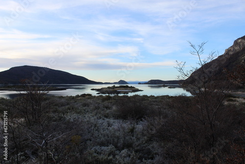 Calm view scenary on the mountains with a lake