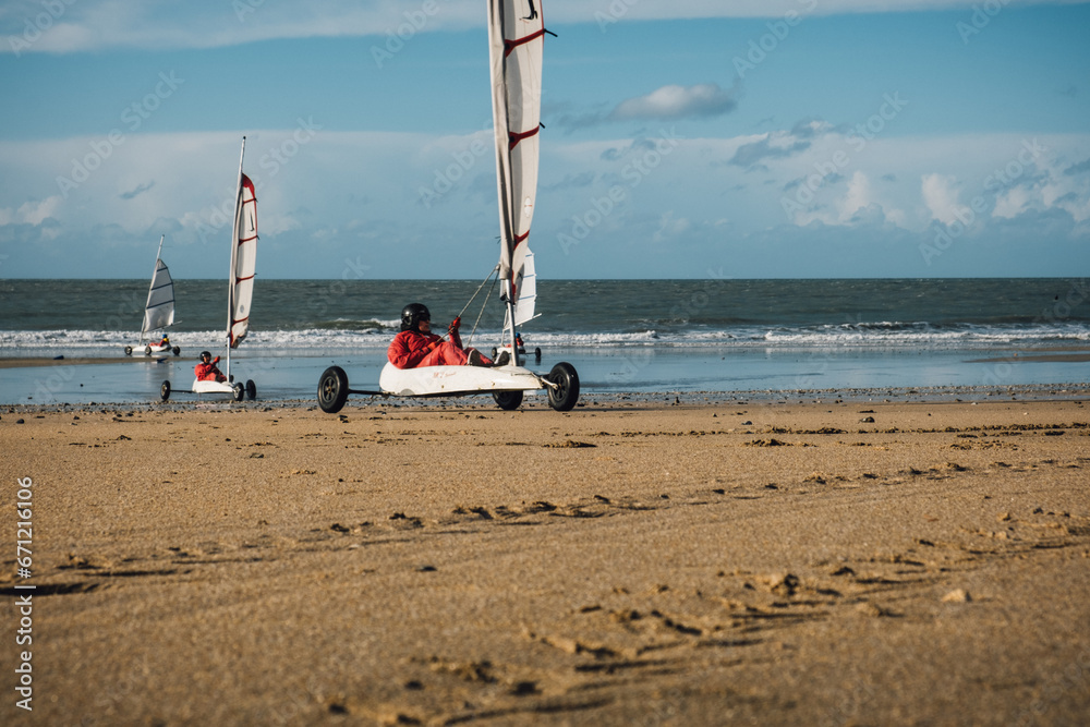 Fototapeta premium Sail Buggy on a sandy beach