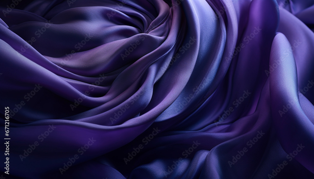 Obraz premium Flowing purple silk curtain adds elegance to abstract textured backdrop generated by AI