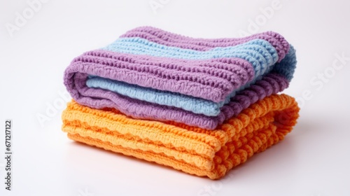 stack of colored kitchen towels.