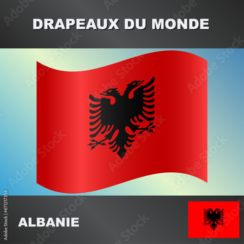 Drapeau ondulé par le vent d'Albanie