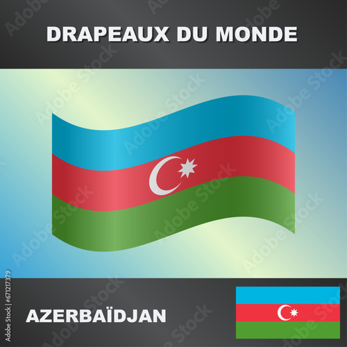 Drapeau ondulé par le vent d'Azerbaïdjan