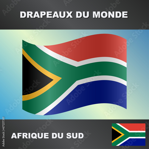 Drapeau ondulé par le vent d'Afrique du Sud