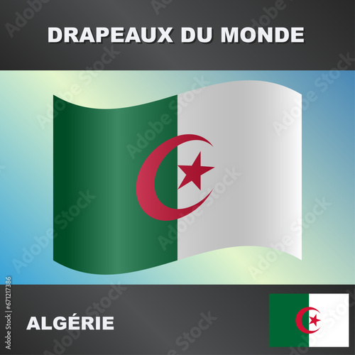 Drapeau ondulé par le vent d'algérie.