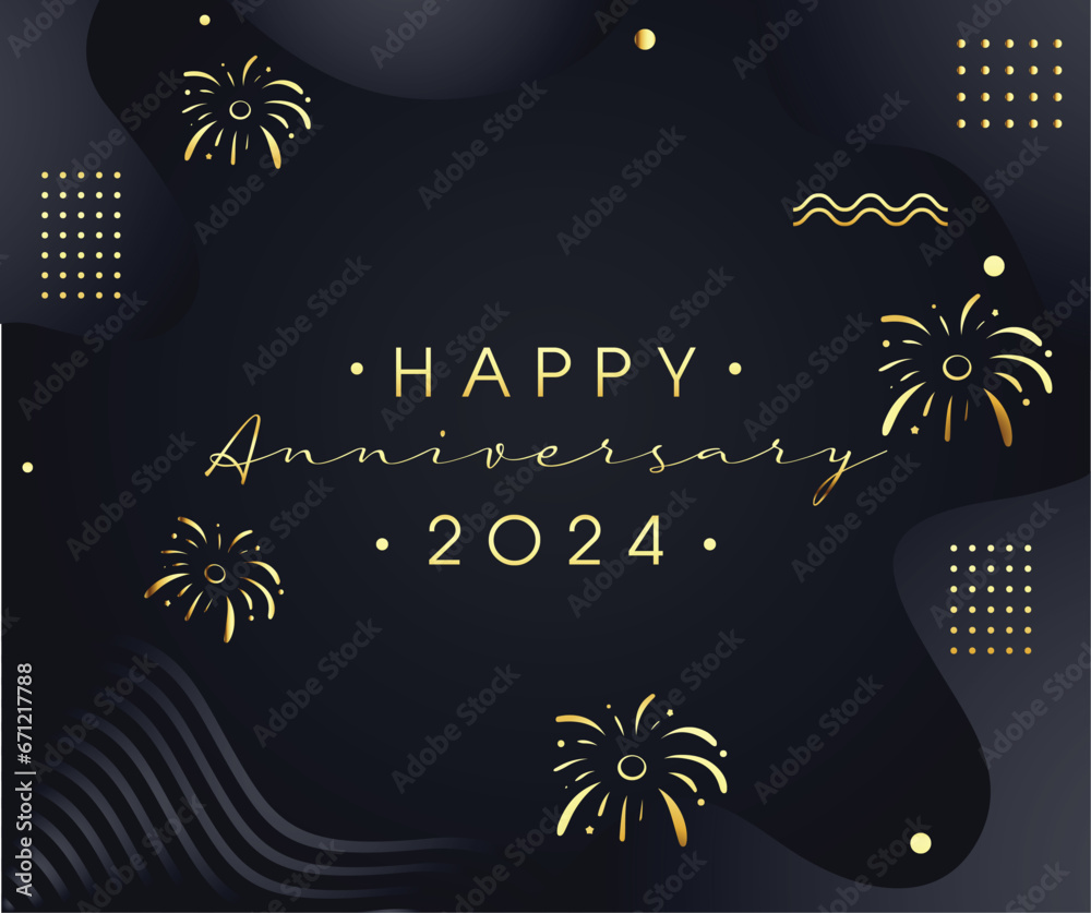 Happy Anniversary greeting card. Hand drawn vector line lettering ...