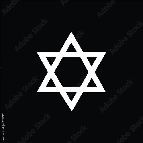 Solomon Hexagram. The Star of David. black background  Magen David. Six-pointed geometric star. State symbol of Israel.
