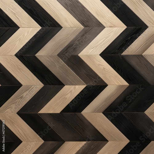 A herringbone pattern crafted with ebony and white oak, creating a strong alternating texture.