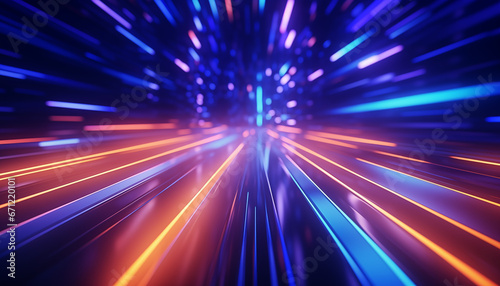 Orange and yellow beams of light, speed motion blur background