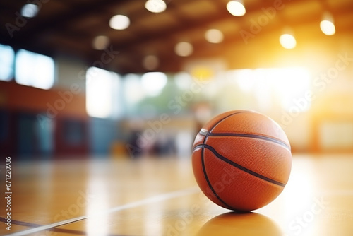 Close-Up of a Basketball on an Empty Court © FotoAndalucia