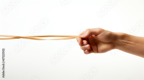 a hand holding a rubber band