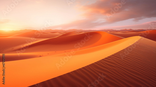 desert dunes, shifting sands in a symphony of orange, red, and gold, geometrical patterns, surreal textures © Marco Attano