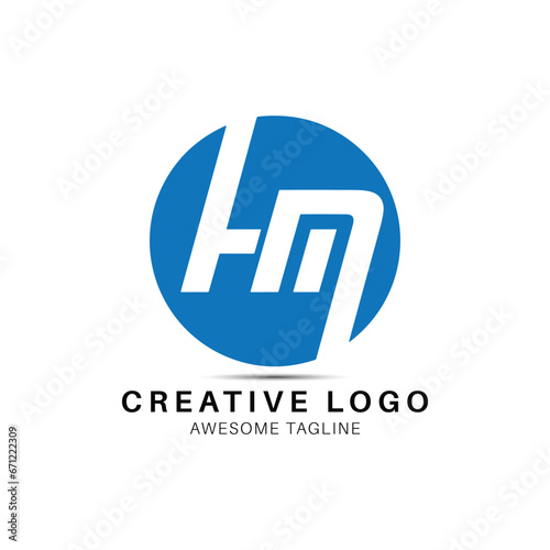 HM letter round shape creative logo design icon