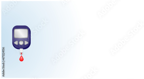 Glucometer. Medical Equipment for diabetes diagnosis. White background with copy space for your text. Vector illustration.